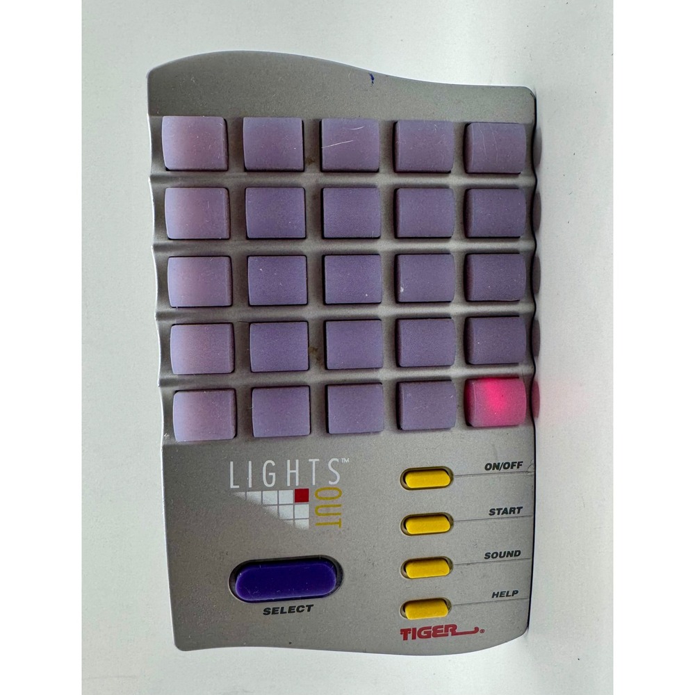 Tiger Electronics Lights Out Handheld Game 1995 Silver Purple Vintage Puzzle Toy - Picture 5 of 7